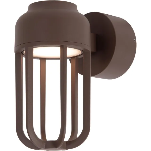 Lucide WELLS - Wandlamp Binnen/Buiten - Ø 10 cm - LED - 1x8W 2700K - IP54 - Roest bruin - Essential