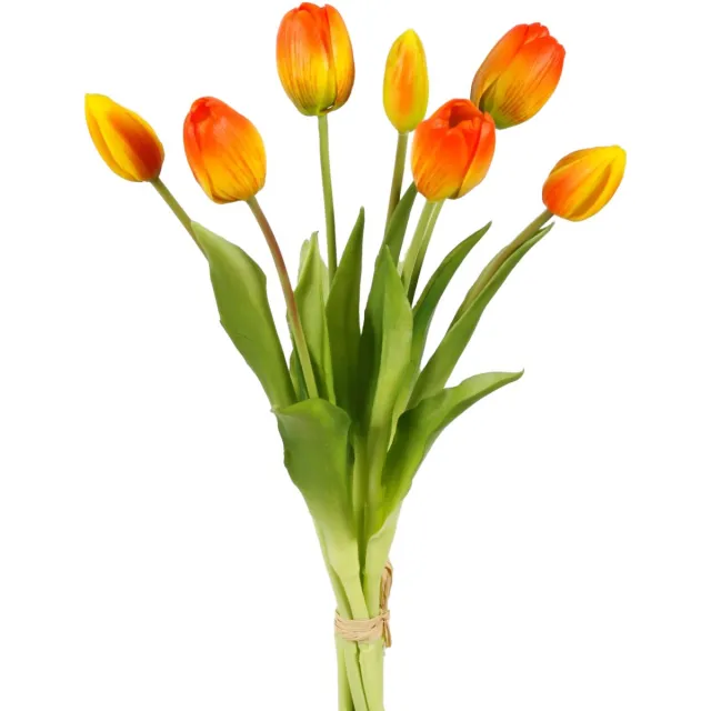 Viv! Home Luxuries Tulpen boeket - 7 stuks - kunststof bloem - oranje - 39cm -Topkwaliteit