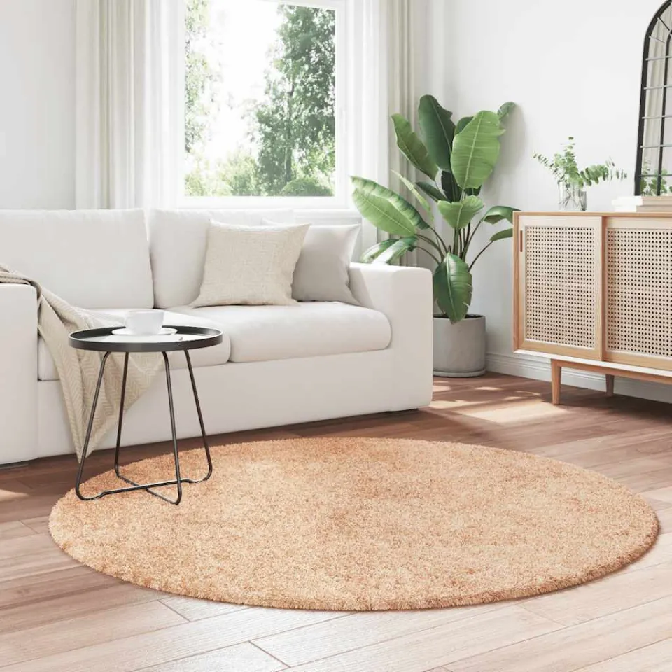 vidaXL Hoogpolig vloerkleed NAVARRA 160x160 cm polyester beige, foto 3