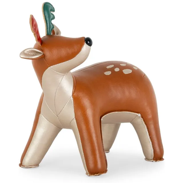 Zuny Boekensteun Kerst-Hert-Deer-Luke-XMAS champagne-bruin-rood-groen