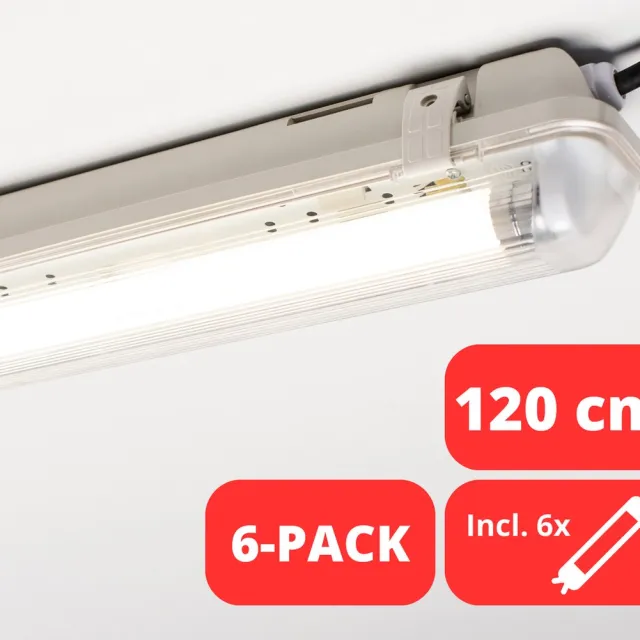 LED's light by Shada LongLife LED TL Armatuur incl. LED Buis 120 cm - Binnen & Buiten - IP65 - 6 stuks wit