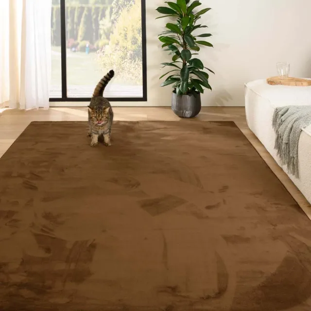 Tapeso Zacht vloerkleed - Plush bruin 140x200
