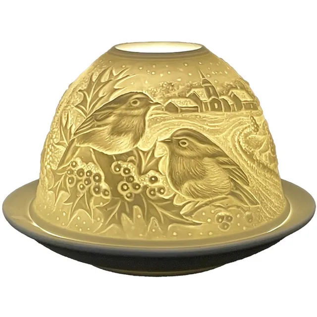 Clayre & Eef Waxinelichthouder Ø 12x8 cm Wit Porselein Hert