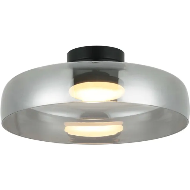 KOSILUM Riccardo - Plafondlamp - Zwart en rookgrijs - Metaal en glas