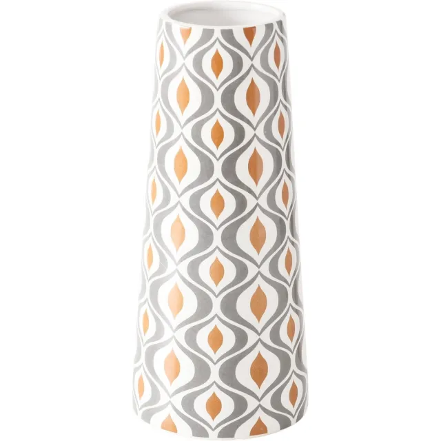 Boltze Moderne conische vaas van keramiek 25 cm grijs wit terra