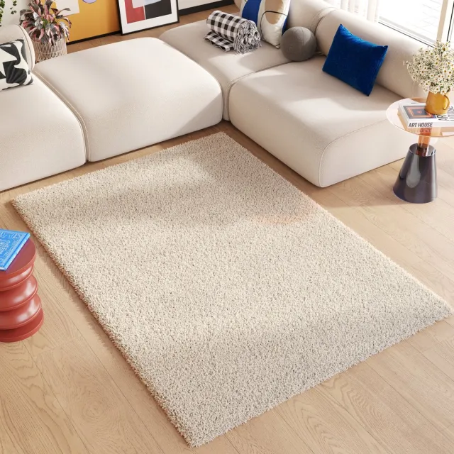 Tapiso Essence Vloerkleed Beige Hoogpolig Shaggy Tapijt Beige1