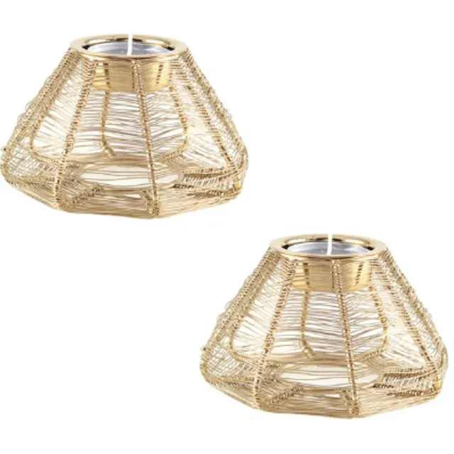 Aulica Set Conical Candlestick Gilded Dire - Waxinelichtjeshouder - 11x11x6cm - Goud - Set 2 stuks