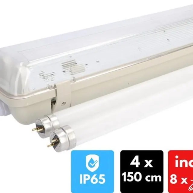 Proventa EcoPlus LED TL Balken dubbel 4 x 150 cm - Waterdicht & Slagvast - 4Pack wit