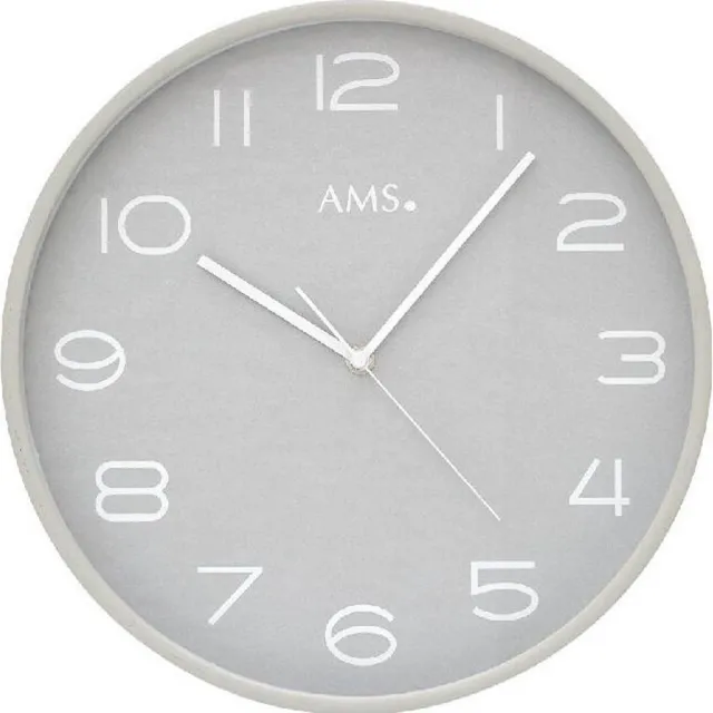 AMS F5521 - Wandklok - Analoog - Radiogestuurde tijdsaanduiding - Hout - Mineraal glas - Grijs
