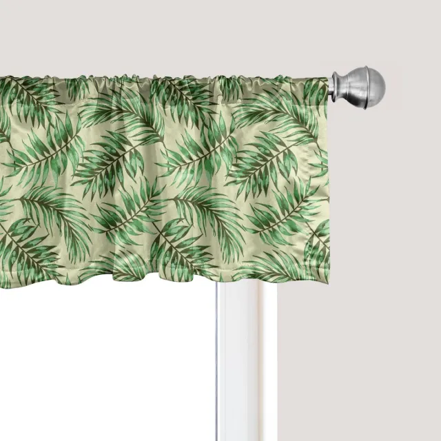 ABAKUHAUS Exotische raamvalance, gordijnvalance voor keuken en slaapkamer met tunnelzoom, 137 cm x 30 cm, varen groen pastelgroen Varensgroen, pastelgroen