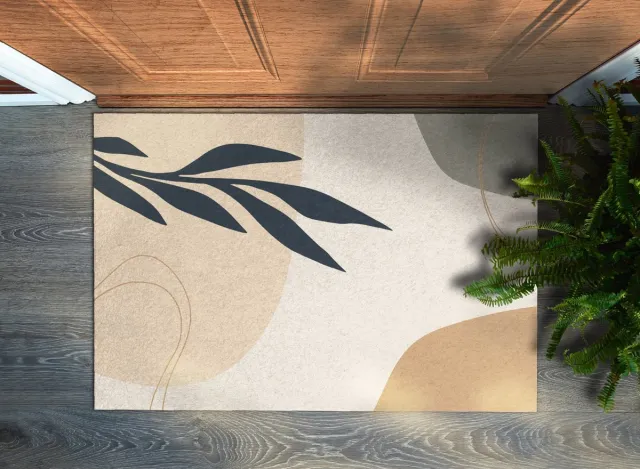 Coloray Deurmat voor binnen - Beige Deurmat Aan Huis - Boho-Plant Binnenmat - Deurmat Met Print - Binnen Deurmat - 90x60 cm Beige - Boho-Plant