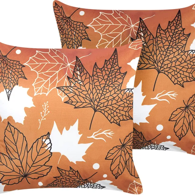 Beliani POINSETTIA - Sierkussen set van 2 - Oranje - 45 x 45 cm - Fluweel