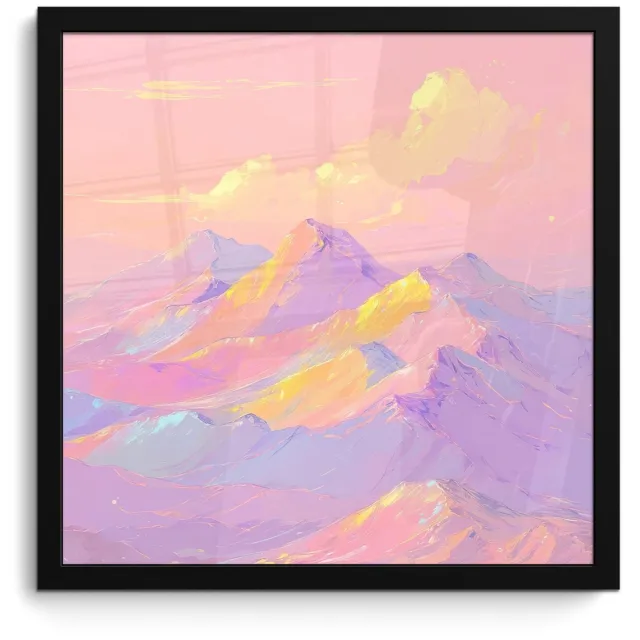 FrameYourWall Poster in lijst - Fotolijst 40x40 cm - Posters - Bergtoppen - Wolken - Dromerig - Posterlijst zwart - Decoratie - Wanddecoratie woonkamer - Muurdecoratie slaapkamer