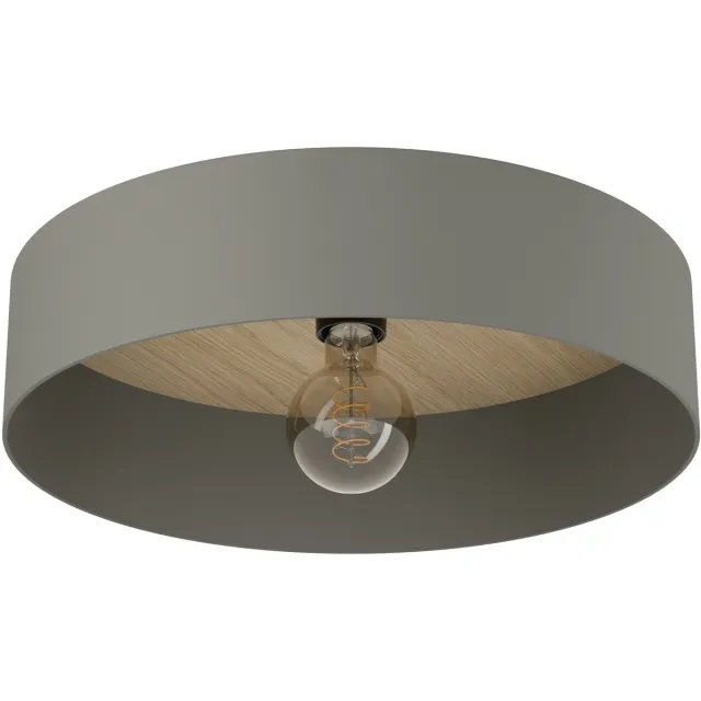 EGLO Duaia Plafondlamp - E27 - Ø 42 cm - Grijs - Hout|Staal - wisselbaar plafondpaneel