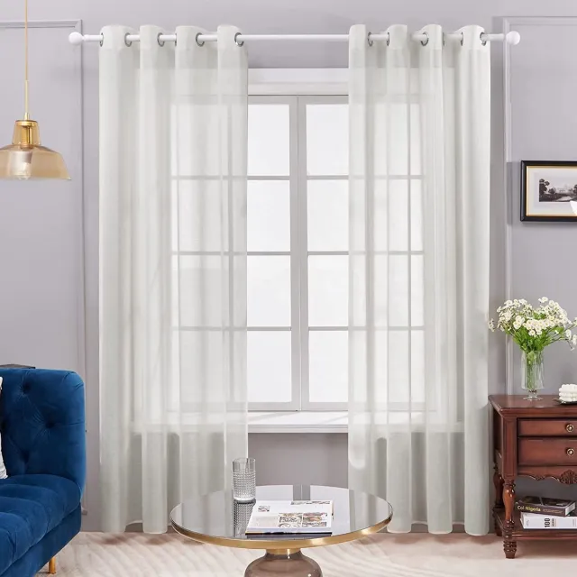 Deconovo Vitrage – duurzaam – luxe vitrage voor slaapkamer woonkamer eetkamer - hoogwaardig voile – vitrage gordijn Grijs