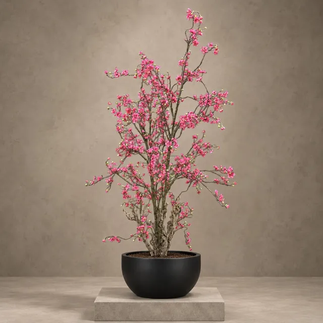 Seta Fiori Yume Blossom - Kunstbloesemboom Dieproze 170 cm - Handgemaakt in Nederland - Echte Houten Stam - Grote Sakura Kersenbloesem voor Binnen roze, fel roze