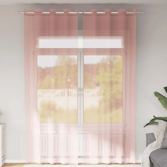 vidaXL Gordijnen Voile met doorvoertules 2 st 140x260 cm roze