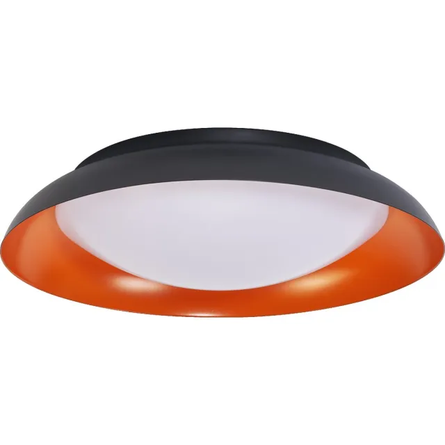 LEDVANCE Orbis Plate LED plafondlamp, zwart-oranje, 35W, 1700lm, 3000K, 430mm, 830 vriendelijk warm wit, dimbaar in 3 niveaus door te trappen, IP20 bescherming, inclusief montageschroeven en pluggen Zwart|Geel