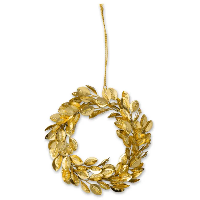 vtwonen metalen kerstkrans goud