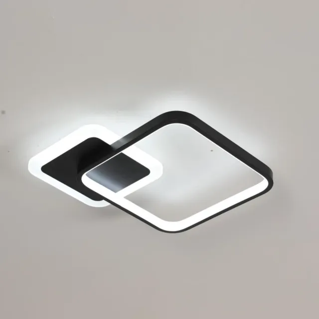 Haobosic Zwarte vierkante LED-plafondlamp van acryl met afstandsbediening, 20 W voor woonkamer, slaapkamer en keuken Black
