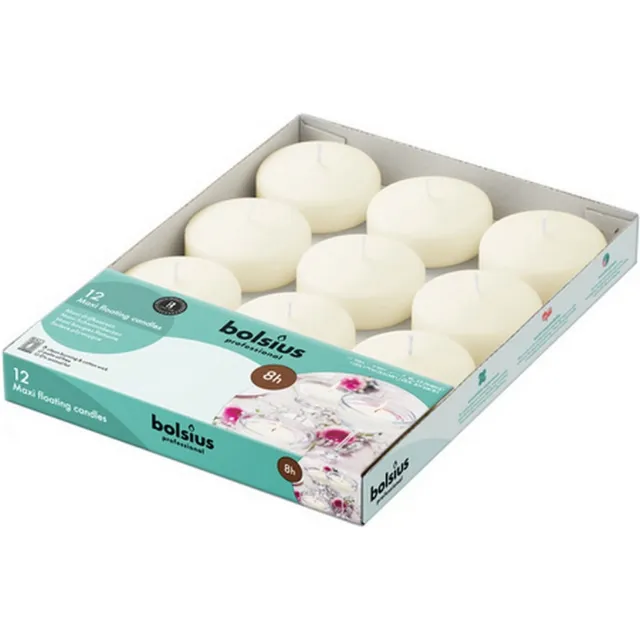 Bolsius Maxi Drijfkaarsen - Ivoor - 8 uur - 96 stuks - Ø 7.7 cm - Feest Huwelijk Decoratie