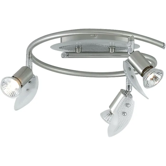 Globo Plafondlamp gesatineerd glas spot rondel spotlamp slaapkamerverlichting verstelbaar Globo 5724-3 zilver