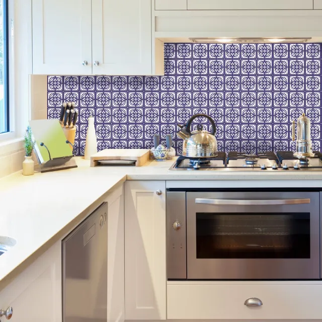 Ambiance Sticker Zelfklevende tegelmuurstickers voor keuken en badkamer - 9 Josefa Azulejos tegelstickers - 9 stickers 20x20cm Multi color