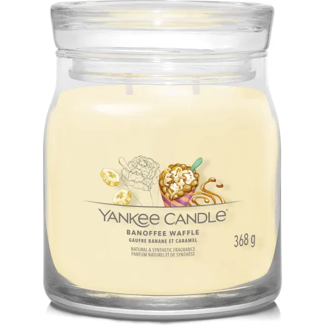 Yankee Candle Banoffee Waffle Medium Geurkaars - 50 branduren - 2 lonten Geel