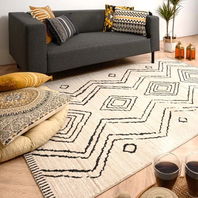 Boho&me Berber vloerkleed - Beni Ouarain Bahij crème/zwart 120x170