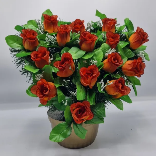 Herdenkingslichtjes.nl Bloemstuk - W847-21 - Hart - Roos - Oud Oranje - 30cm - Verzwaard - Buigzaam - Grafdecoratie