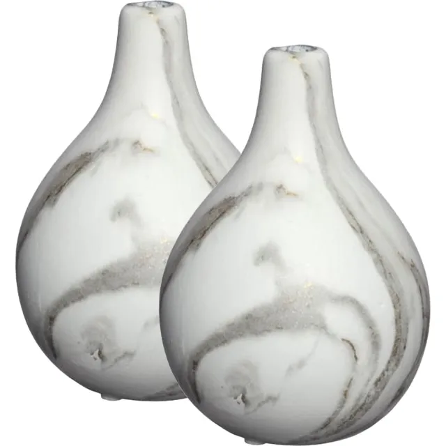 Ideas 4 Seasons Idea4Seasons Bloemenvaas Dazzle - 2x - Marmer-look - Wit/Goud - Keramiek - D12 cm x H18 cm - vaas