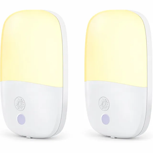 Ulisem Geel Nachtlampje - LED Stopcontact Nachtlamp met 670 nm Rood Licht - Automatische Lichtdimming - 3 Helderheidsstanden en Traploze Dimming - Helderheidsgeheugen - 3 Stuks