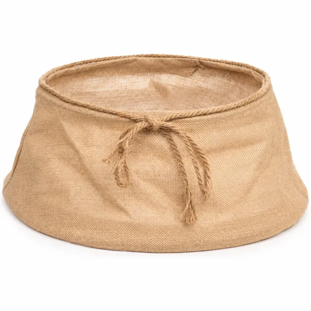 WDMT Jute Kerstboomrok Ø56 cm – Kerstboomvoet Afdekking met Strik – Naturel Kerstboommand / Boomstandaard Hoes – 56 x 25 cm – Bruin
