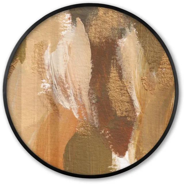 FrameYourWall Poster in lijst Rond - Fotolijst 80x80 cm - Posters - Verf - Goud - Herfst - Ronde posterlijst zwart - Decoratie - Wanddecoratie woonkamer - Muurdecoratie slaapkamer Multicolor