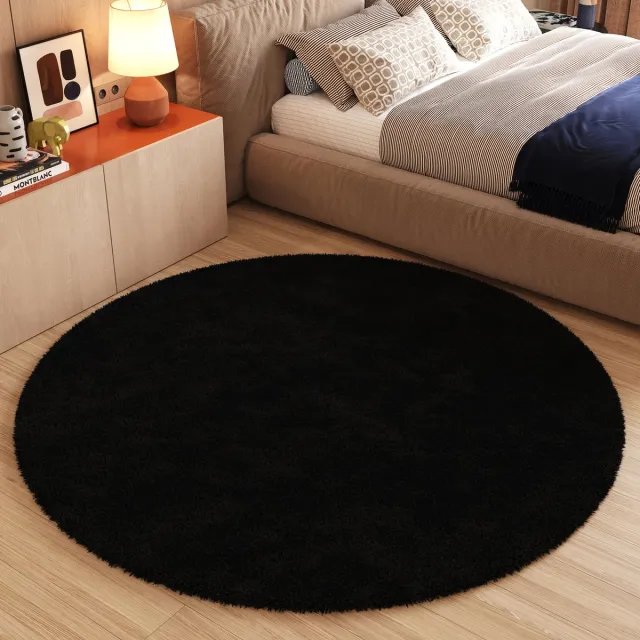 Tapiso Essence Vloerkleed Zwart Hoogpolig Shaggy Woonkamer Tapijt