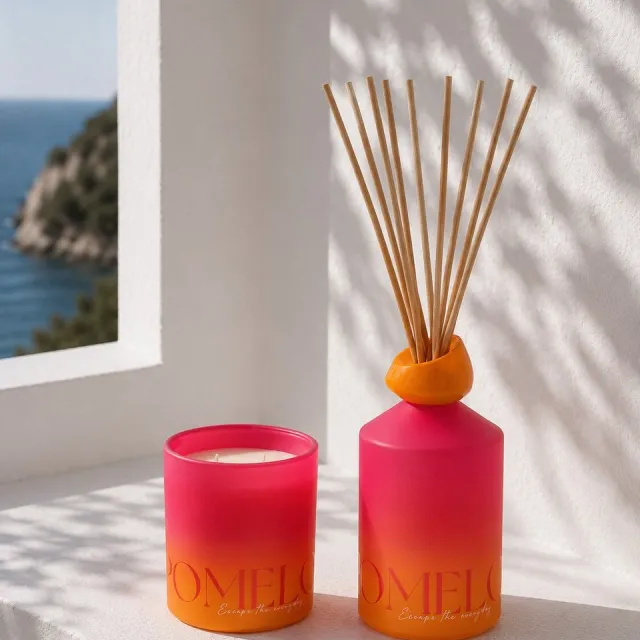 J-Line geurkaars Oasis - Summer In The Air - glas - oranje/roze - large