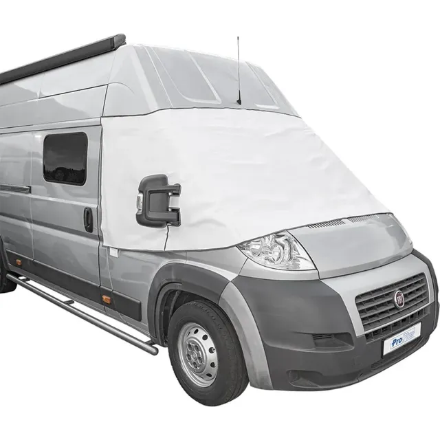 Proplus Raamafdekking wit voor Fiat Ducato X250 vanaf 06-2006 - 2014 - Isolerende raamfolie - Raamisolatie folie - Tegen hitte en kou - Privacy en Bescherming - Voorruitafdekking - Magnetische bevestiging - Met klittebandsluiting - Wit