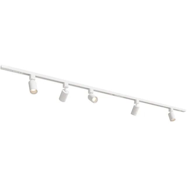 HOFTRONIC railverlichting pakket recht – 2 meter – 5x GU10 railspots excl lichtbron – dimbaar – aluminium wit – IP20 – modulair – 230V – railverlichting woonkamer keuken