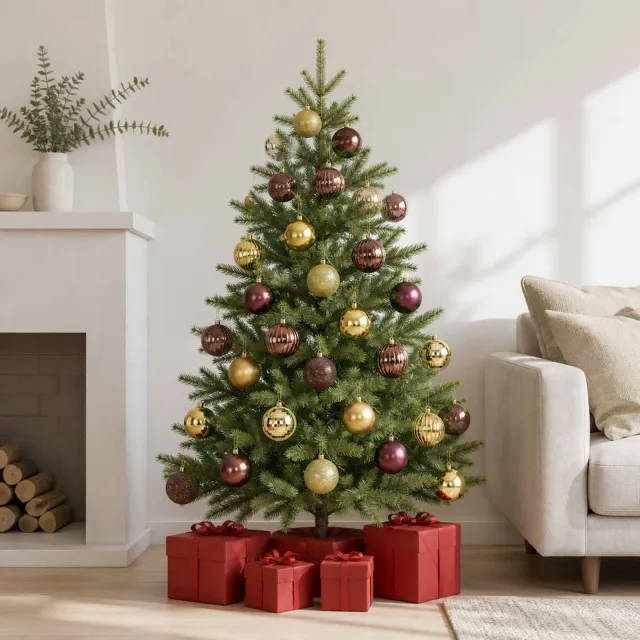 vidaXL Kerstballen set 50 st Bruin en goud Dia. 8 cm Polystyreen