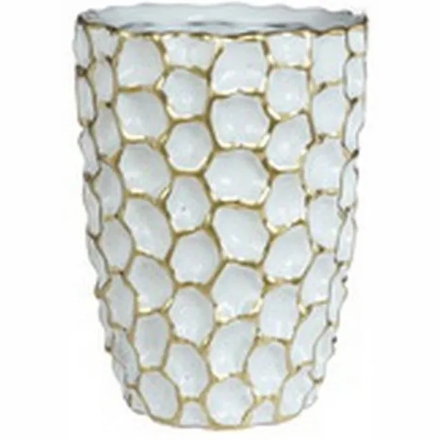 Ideas DENTED VASE WHITE/GOLD Wit goud