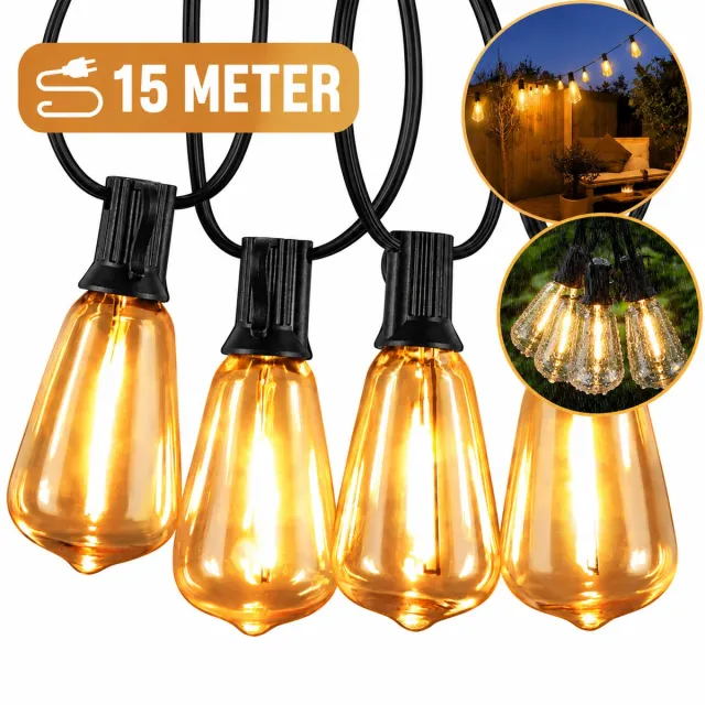 Veya 15M Lichtsnoer - Lichtsnoer buiten - Lichtslinger - Lampjes slinger - 25 LED-lampen - Waterbestendig - Binnen en Buiten