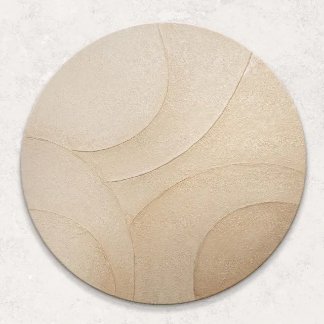 YS Canvas schilderij 100x100 cm handgeschilderd ornament van de wind – YS-Art Gallery – Luxe wanddecoratie Round