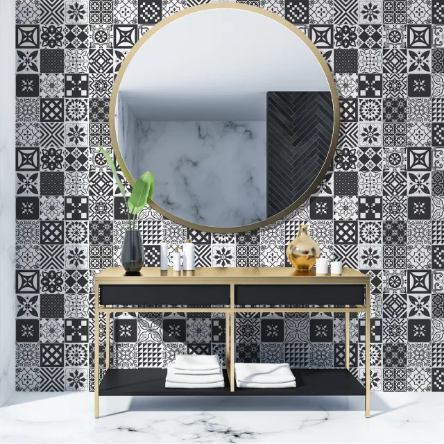 Ambiance Sticker Tegelstickers voor de muur in keuken en badkamer - 30 Azulejos Ambrosio cementtegelstickers - 30 stickers 20x20cm Multi color