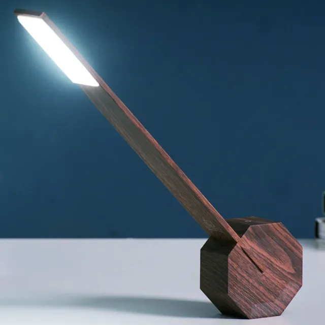 Gingko Bureaulamp Tafellamp - Octagon One walnoot - dimbaar Donkerbruin
