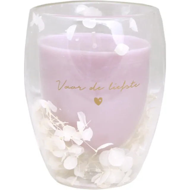 My Flame Lifestyle Sojakaars in Theeglas - Dubbelwandig theeglas - My Flame - Silky Sonka - Special edition Roze