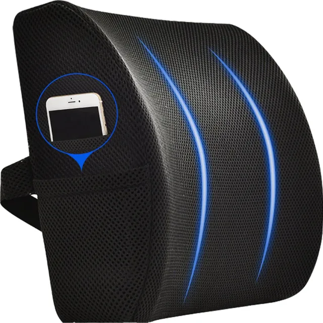 Hiaonyx Ergonomisch Rugkussen - Optimaal Comfort voor Thuis - Kantoor en Auto - Zwart