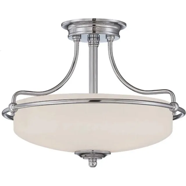 Quoizel LED Plafondlamp Griffin | 3X E27 Max 60W | Dimbaar | Polished Chrome Geen