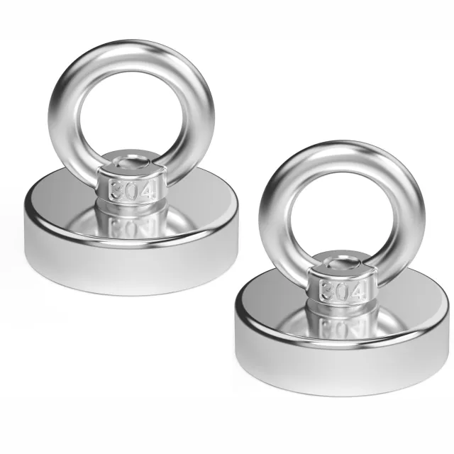 Famanu Neodymiummagneten set van 2 stuks met verbeterde sterke 100 kg kracht, 48 mm diameter, ideaal voor industrie, wetenschap en magnetisch vissen Wit