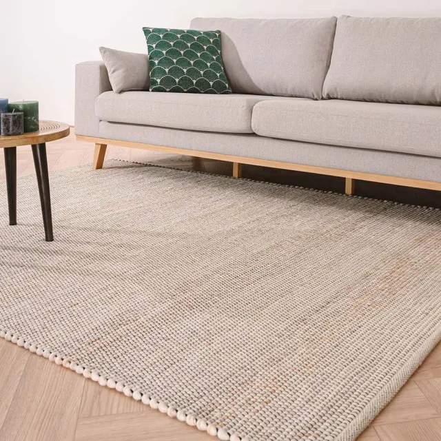 Nordic Weavers Wollen vloerkleed - Lett wit/beige 60x120