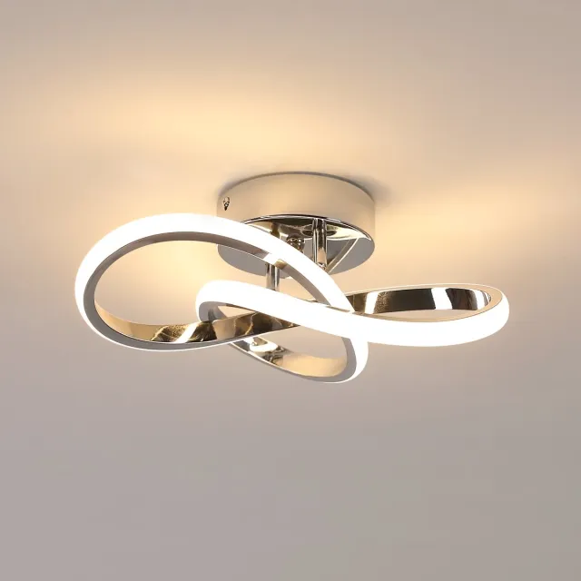 Riserva Vormvrije LED Plafondlamp Chroom Modern Eenvoudig 30W 3375lm 3000K Warm Licht 220V voor Woonkamer Slaapkamer